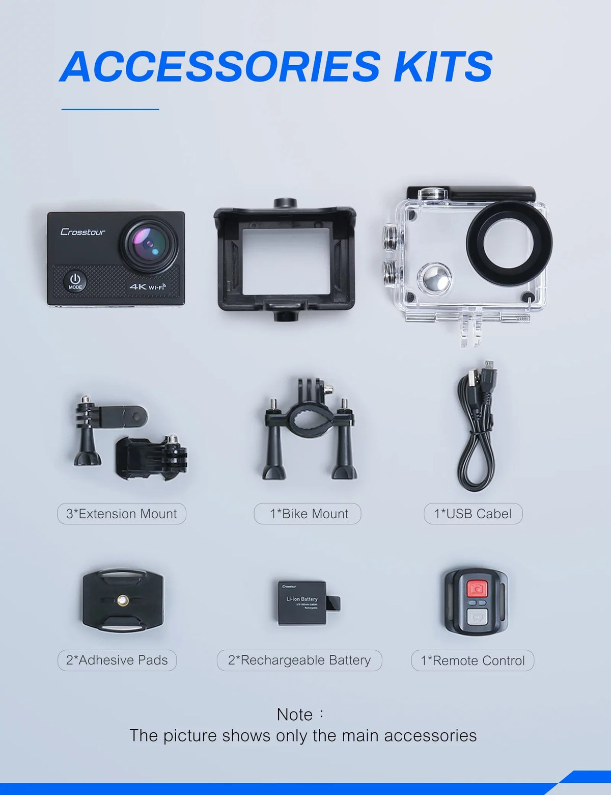 Crosstour Sports & Action Camera 4K/25FPS/ 16MP CT9000 WiFi 40M Underwater with Remote Control IP68