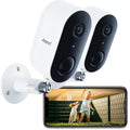 Arenti Wireless Outdoor Security Camera, (2Pack) GO1 Wifi Rechargeable Battery Powered Night Vision 2-Way Audio AI Motion Detection Surveillance Camera (Supports Only 2.4Ghz Wi-Fi)
