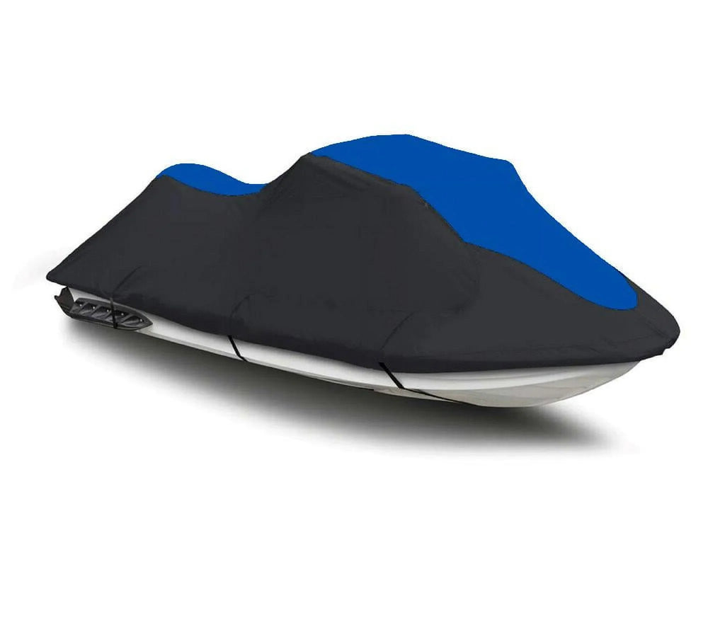 BLACK / BLUE HEAVY-DUTY, 600 DENIER Cover Compatible for Kawasaki Ultra 260X 2009 2010 Jet Ski Watercraft Cover