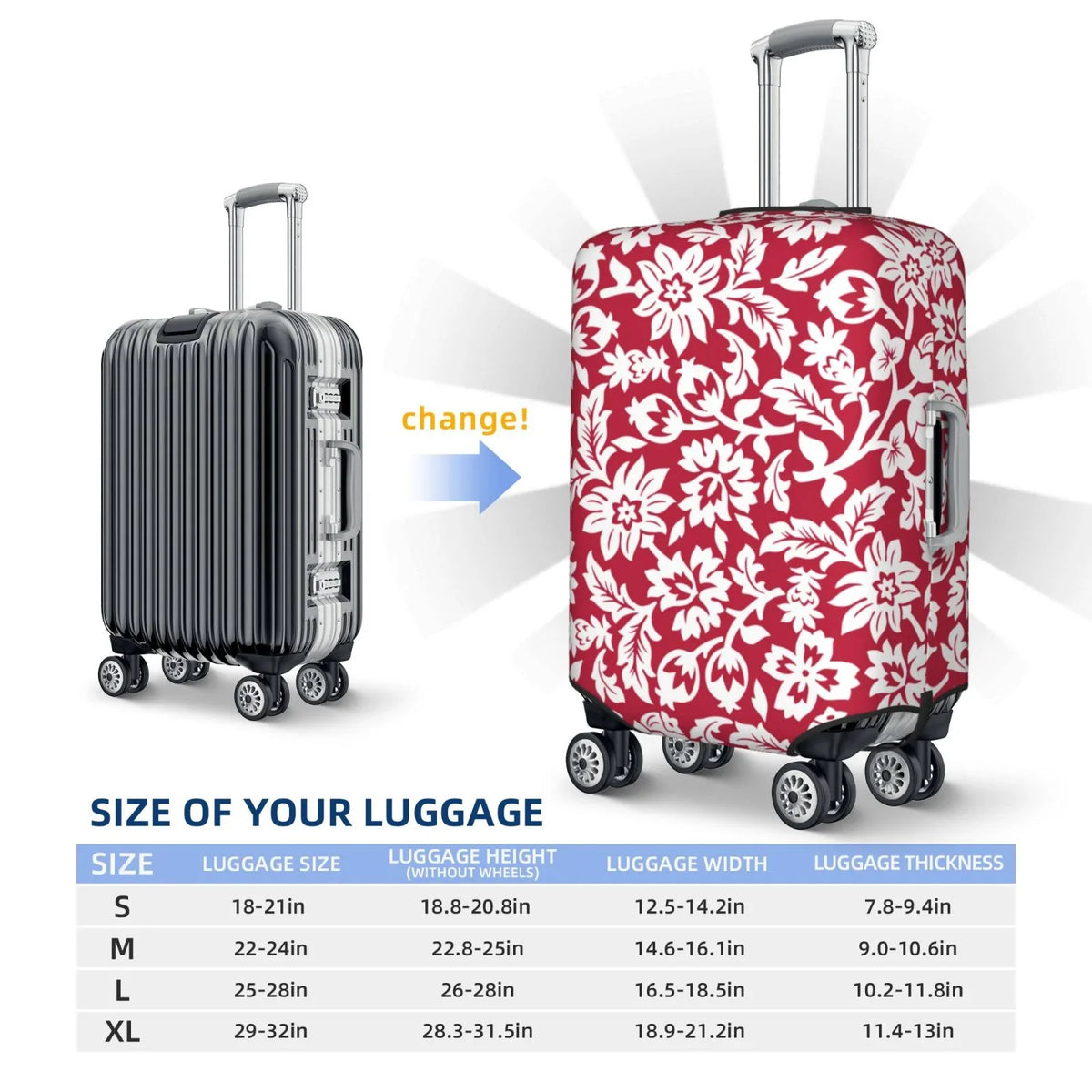 Bingfone Red Flowers Luggage Cover Washable Suitcase Cover Protector Anti-Scratch Suitcase Cover Fits 18-32 Inch Luggage
