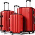 Business - Red (20/24/28) Luggage Set of 3 Hardside Carry on Suitcase Sets with Spinner Wheels & TSA lock, Portable Lightweight ABS Luggages for Travel