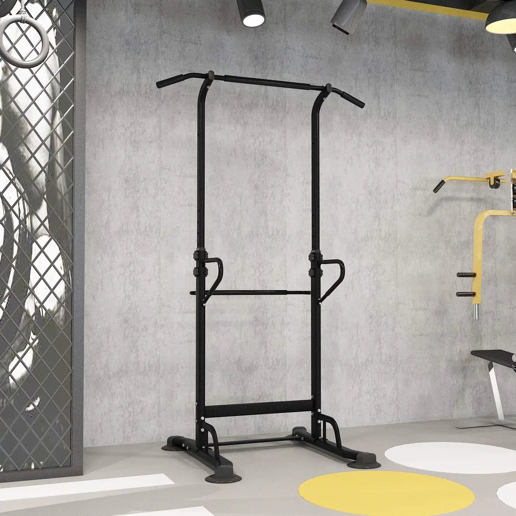 Wellynap Power Tower Pull up Bar, Height Adjustable Strength Training Workout Equipment - Black
