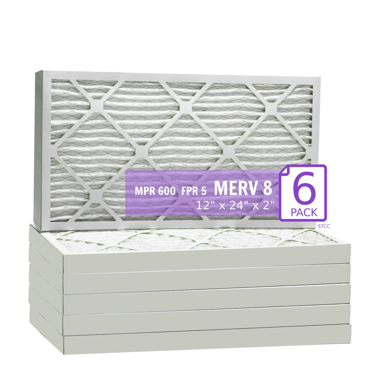12x24x2, Purolator DMK80 Extended Surface Pleated Air Filter, Mechanical MERV 8, (6 Pack)
