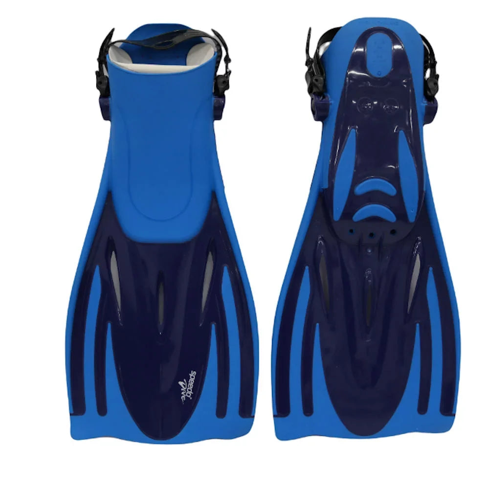 Speedo Adult Hydroscope Mask + Snorkel + Fin Set w/Carry Bag L/XL Shoe Size 9-13