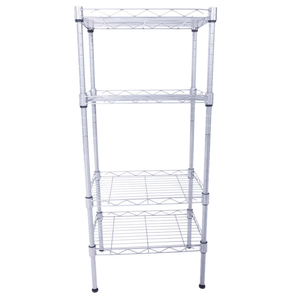 CAIHONG 4-Tier Wire Shelving Unit Metal Storage Rack Adjustable Organizer Perfect for Pantry Laundry Bathroom Kitchen Closet Organization (Silver, 13.77L x 9.84 Wx 31.5H)