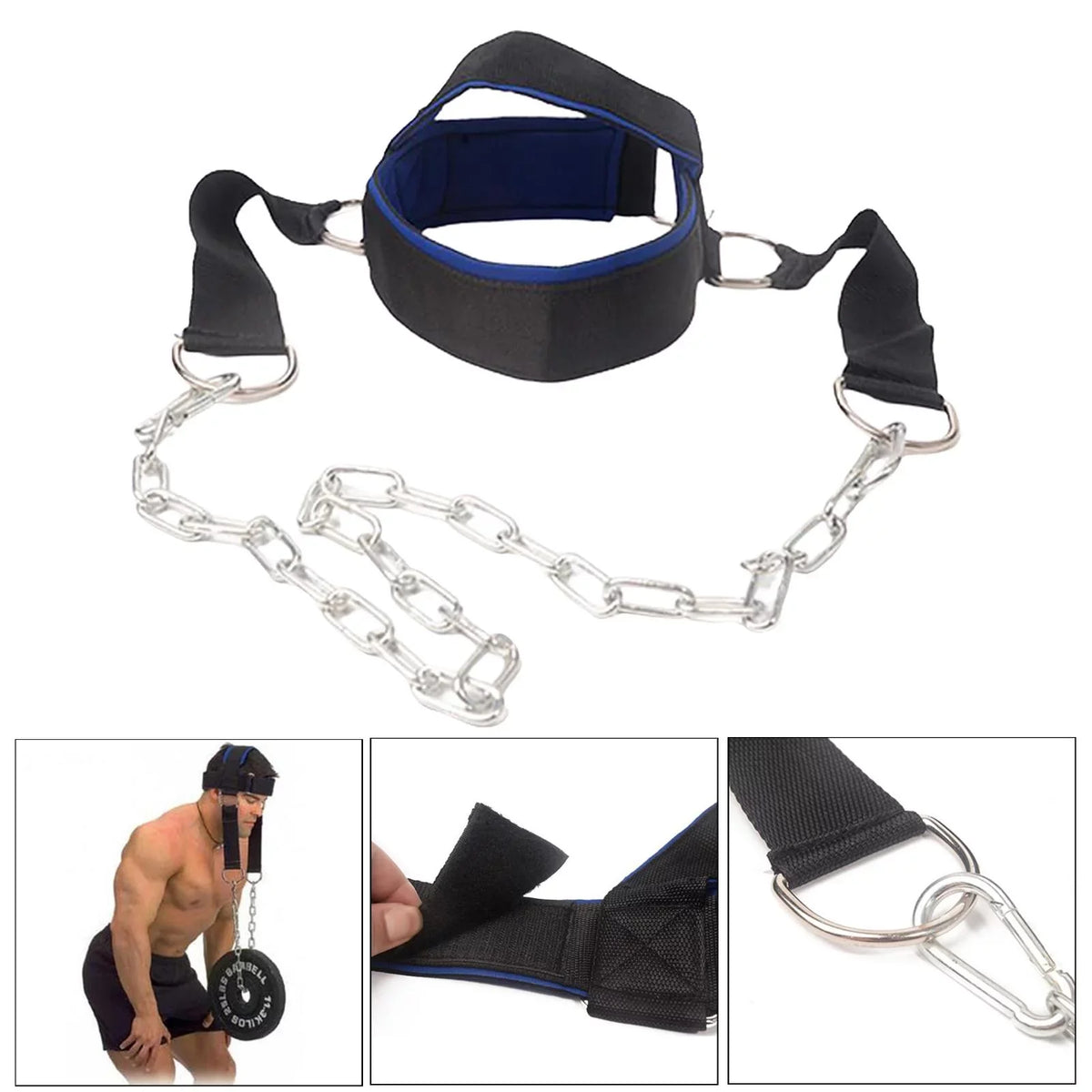 Head Harness Neck Strength Head Strap Weight Lifting Exercise Fitness Belt Workout for Boxing MMA Strong Neck Steel Chain Exerciser Strengthener