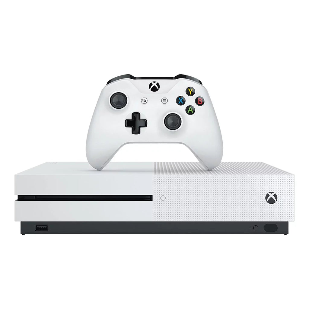 Pre-Owned Microsoft Xbox One S 500GB White Gaming Console + Gaming Earbuds With Microphone BOLT AXTION Bundle