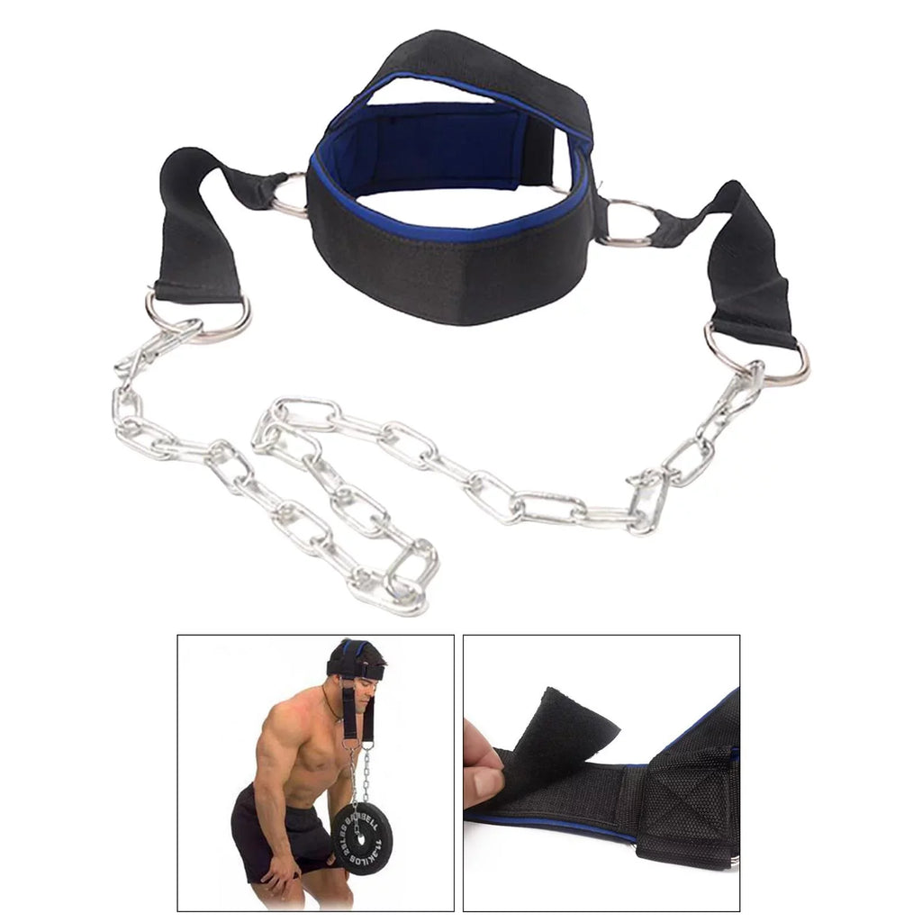 Head Harness Neck Strength Head Strap Weight Lifting Exercise Fitness Belt Workout for Boxing MMA Strong Neck Steel Chain Exerciser Strengthener