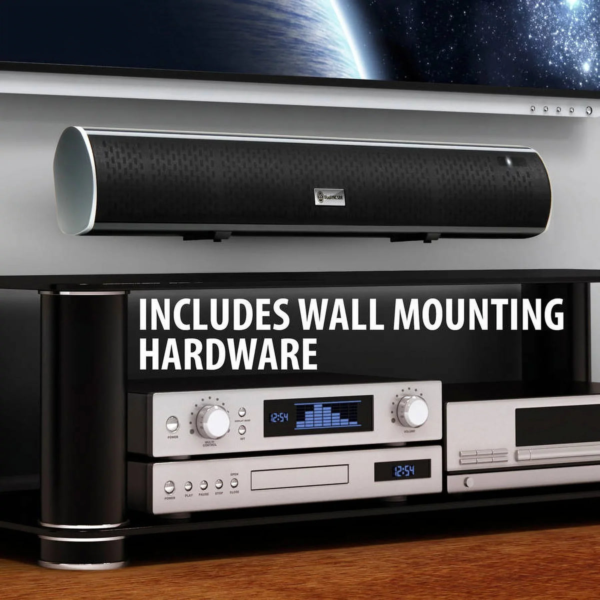 GOgroove Bluetooth 2.1 Sound Bar Home Theater Speaker with Internal Subwoofer & Wall Mounting Kit - Works With TCL , Samsung , VIZIO , Sony and More HD , 4K , & Smart TVs
