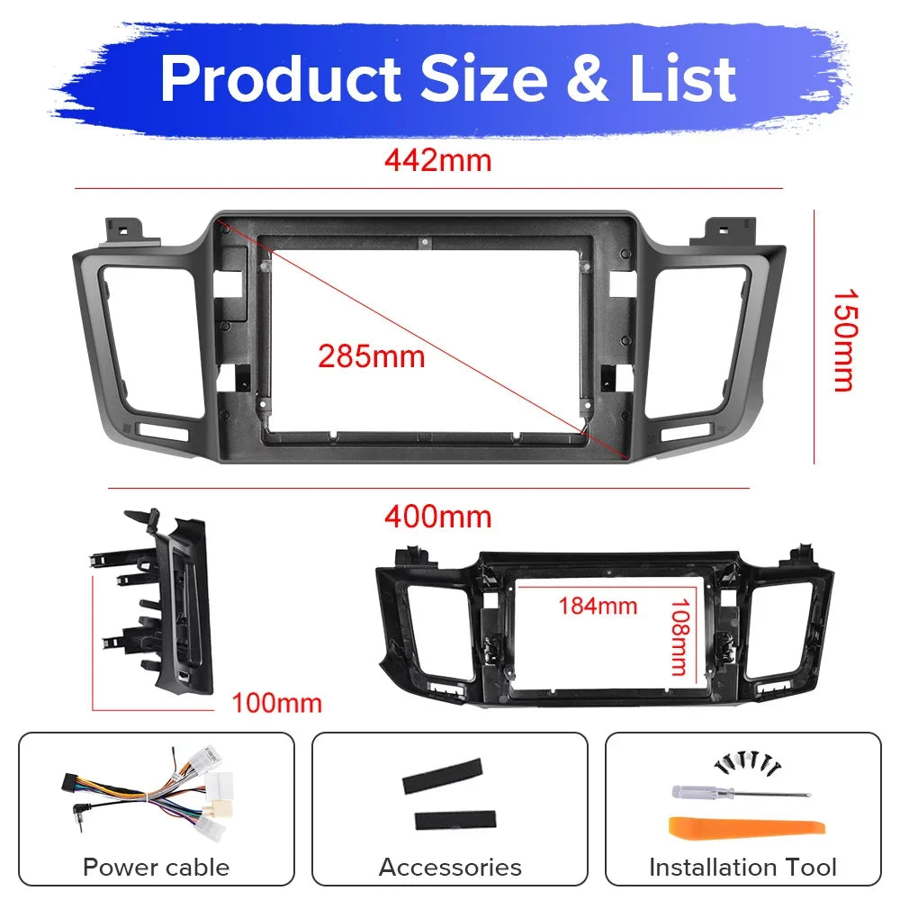 Podofo 2+32G for Toyota RAV4 2013-2019 Wireless Carplay Android Auto Mirror Link 10'' Touchscreen Car Stereo Radio Android 12 HD 1080P WIFI GPS FM Bluetooth, AHD Backup Camera