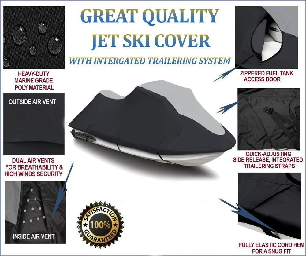 SUPER HEAVY-DUTY PWC JetSki Cover Compatible for Kawasaki 1200 STX R 2002-2005 STX 12-F 2003-2008 Jet Ski Cover