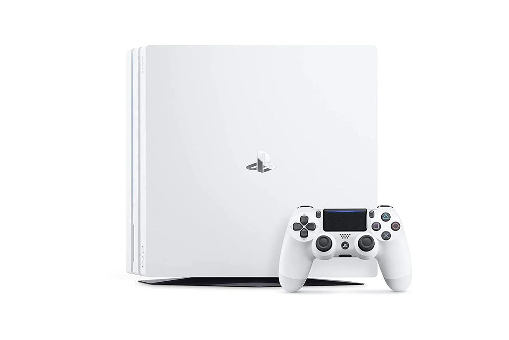 Sony PlayStation 4 Pro 1TB White Gaming Console With 2 Controller + G9 Earbuds With Microphone BOLT AXTION Bundle Refurbished