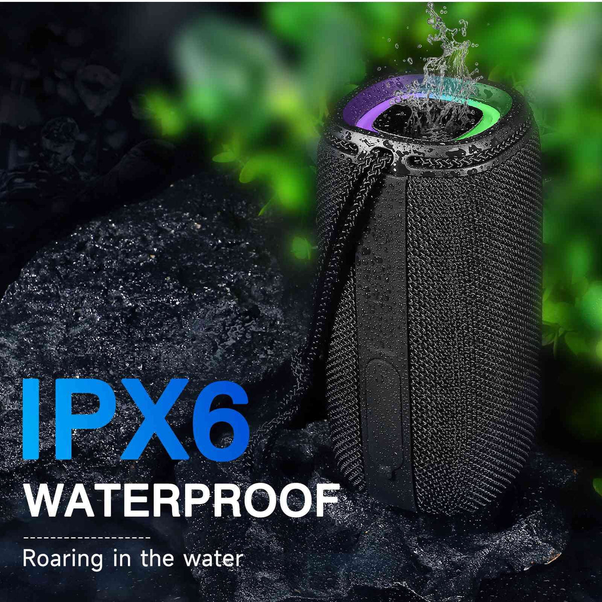 UrbanX X808 Bluetooth Speaker, IPX5 Waterproof Speakers 360° HD Surround Sound with Punchy Bass, True Wireless Pairing, BT5.3, Portable Speaker for LG G7 One - Black