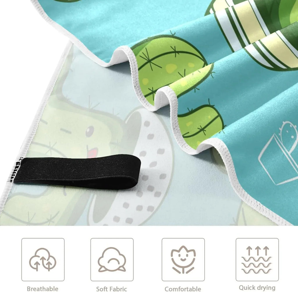 Bestwell Cute Kawaii Cactus Beach Towel - Lightweight Compact Oversized Travel Towels - Super Absorbent Quick Dry Towel for Swimming Camping Holiday（203）