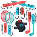 HOH 10 in 1 Family Accessories Kit for Switch Sports, Accessories Bundle with Tennis Rackets,Sword Grips,Golf Clubs etc