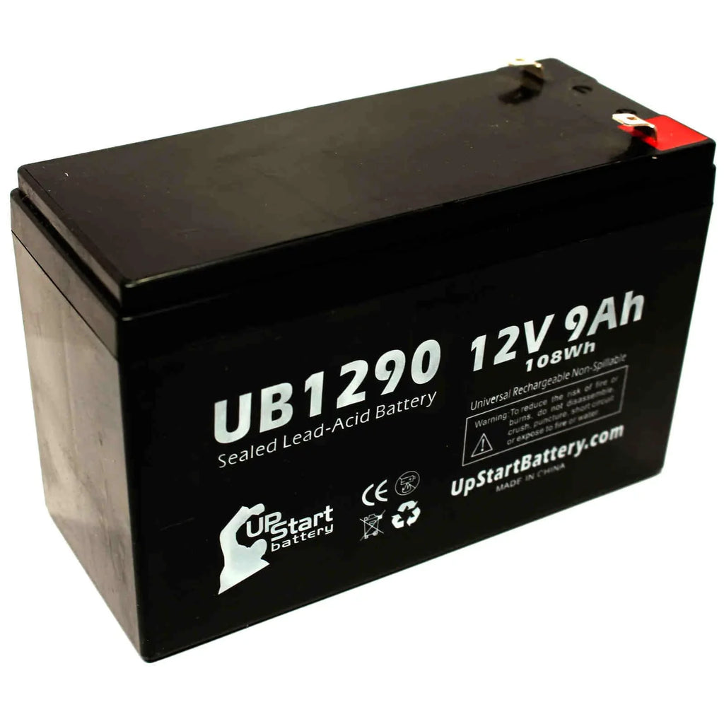 4x Pack - Compatible Opti-ups 280ES Battery - Replacement UB1290 Universal Sealed Lead Acid Battery (12V, 9Ah, 9000mAh, F1 Terminal, AGM, SLA) - Includes 8 F1 to F2 Terminal Adapters