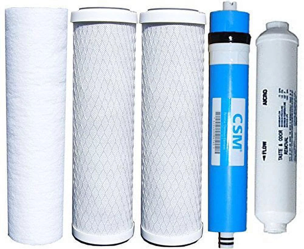 Watts Reverse Osmosis Replacement Filter Set 5 pcs w/ CSM 50 GPD Membrane