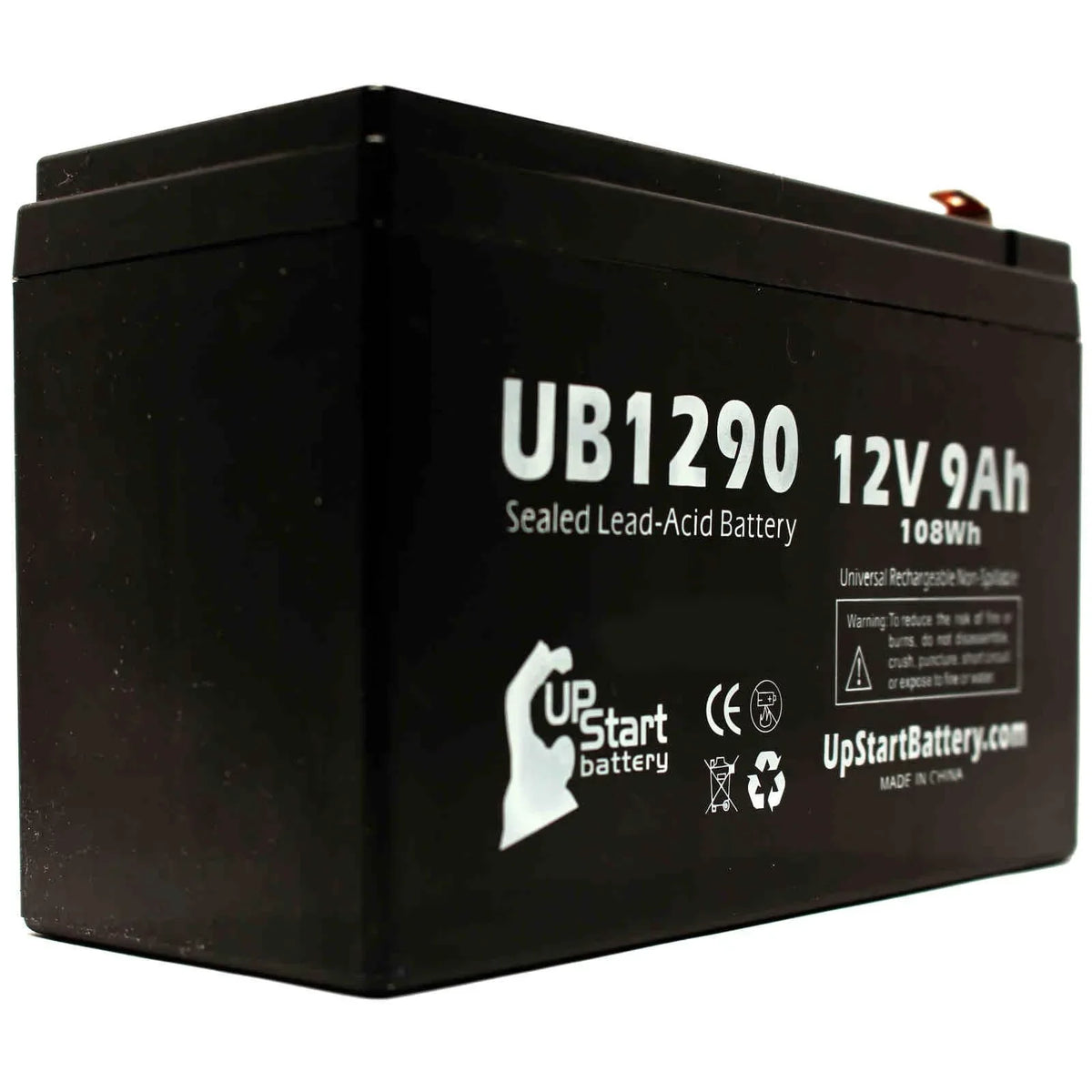 4x Pack - Compatible Opti-ups 280ES Battery - Replacement UB1290 Universal Sealed Lead Acid Battery (12V, 9Ah, 9000mAh, F1 Terminal, AGM, SLA) - Includes 8 F1 to F2 Terminal Adapters