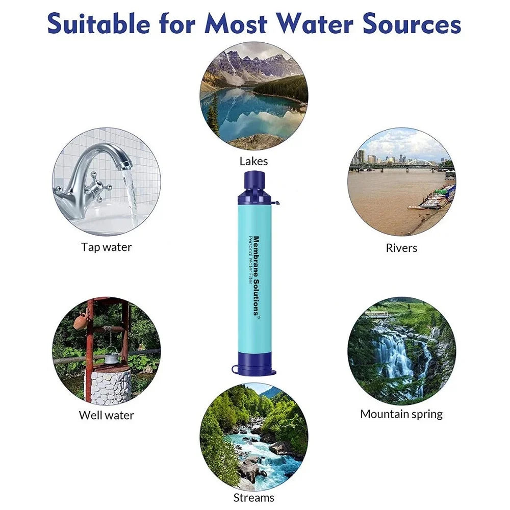 Personal Water Filter Straw Purifier Camping Hiking Emergency Survival 3 Packs