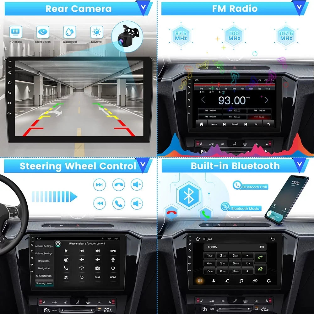 Podofo 2+32G for Toyota RAV4 2013-2019 Wireless Carplay Android Auto Mirror Link 10'' Touchscreen Car Stereo Radio Android 12 HD 1080P WIFI GPS FM Bluetooth, AHD Backup Camera