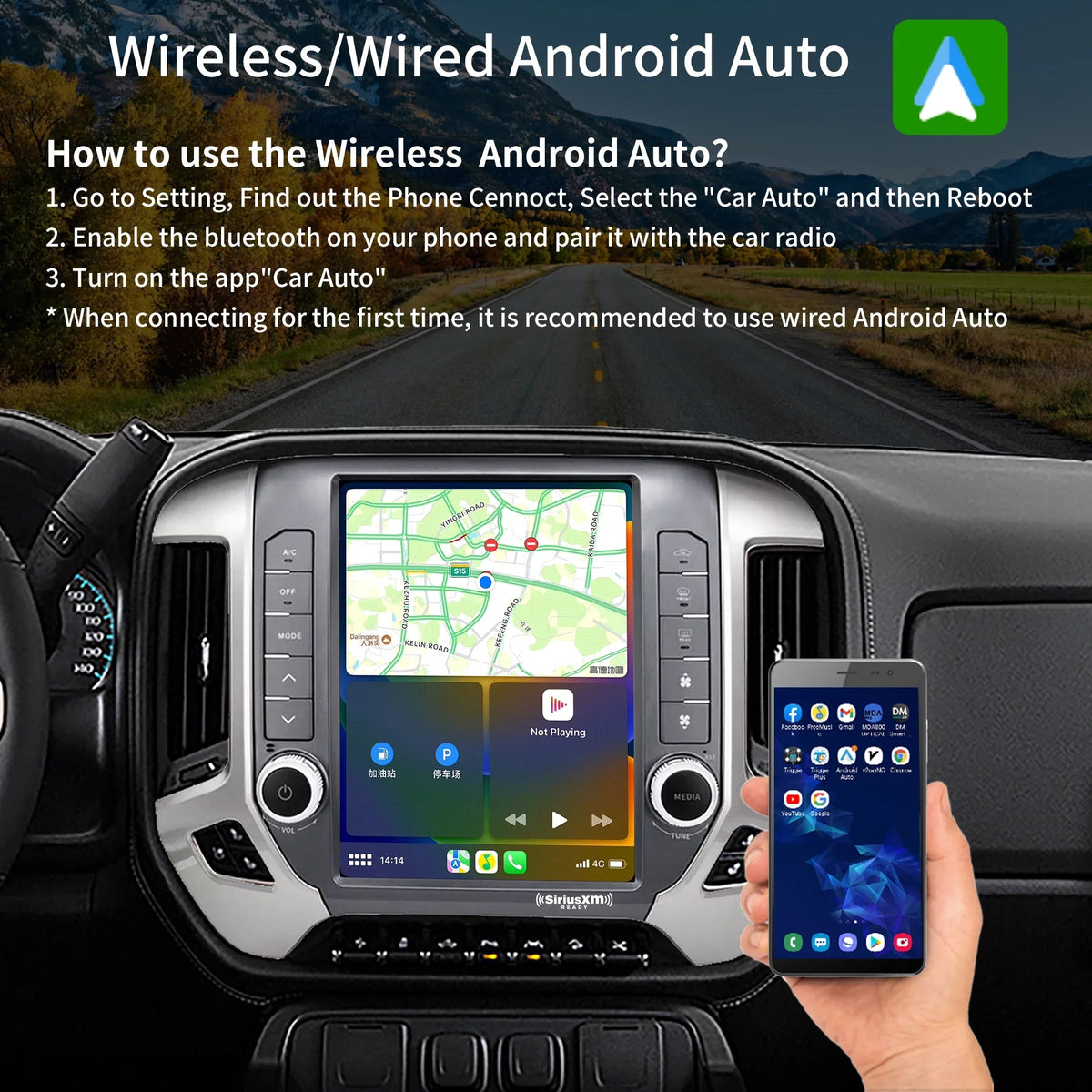 Linkswell Gen5 T-style 12.1 inch Car SirusXm Raido Stereo for Chevrolet Silverado 2014-2021 GMC 2014-2019 Touch Screen Navigator Android Truck Replacement GPS radio 4G+64G Apple Carplay Auto