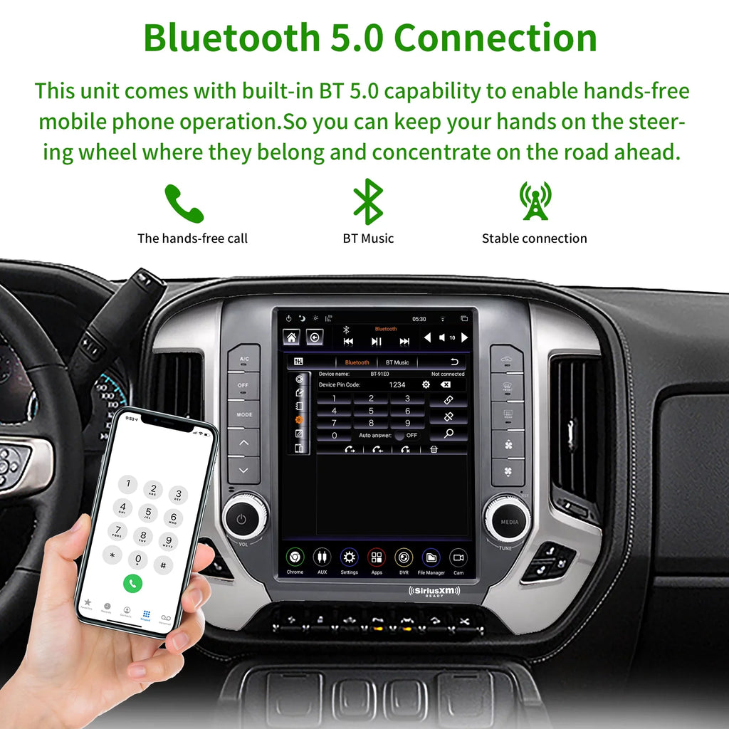 Linkswell Gen5 T-style 12.1 inch Car SirusXm Raido Stereo for Chevrolet Silverado 2014-2021 GMC 2014-2019 Touch Screen Navigator Android Truck Replacement GPS radio 4G+64G Apple Carplay Auto