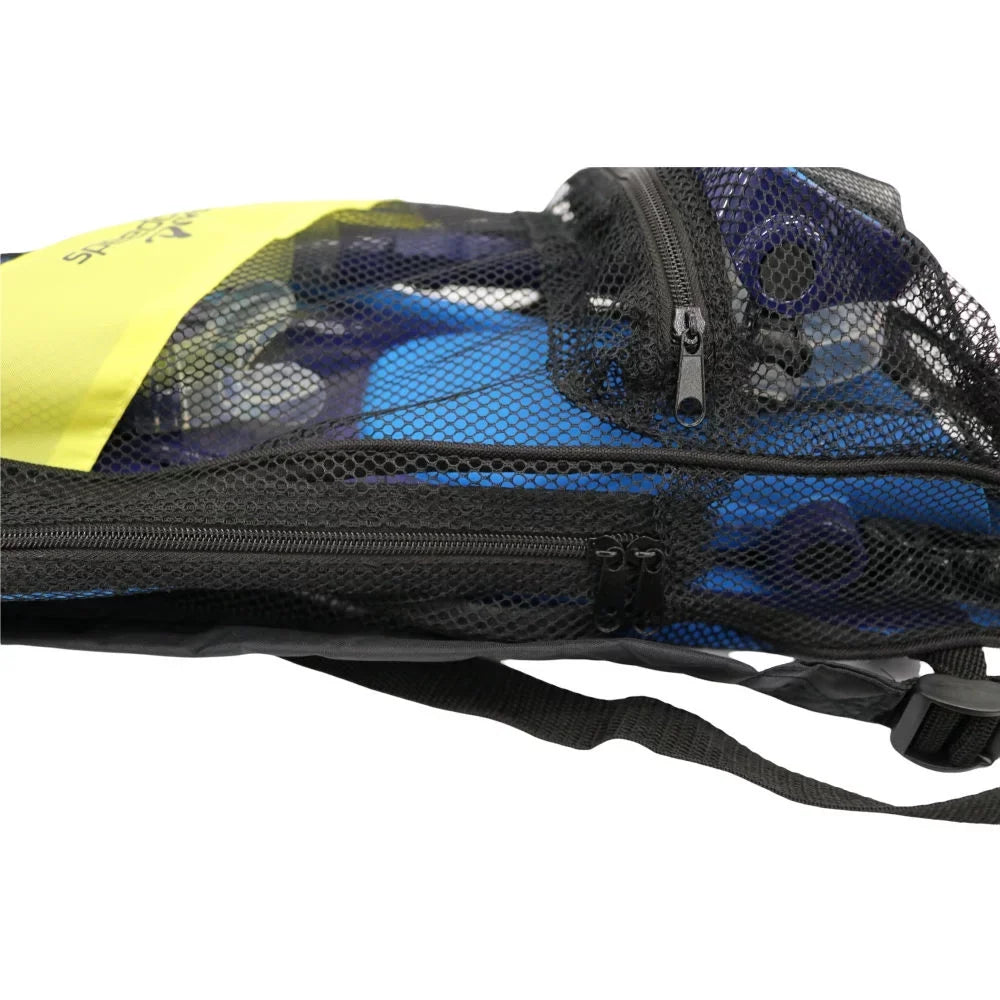 Speedo Adult Hydroscope Mask + Snorkel + Fin Set w/Carry Bag L/XL Shoe Size 9-13