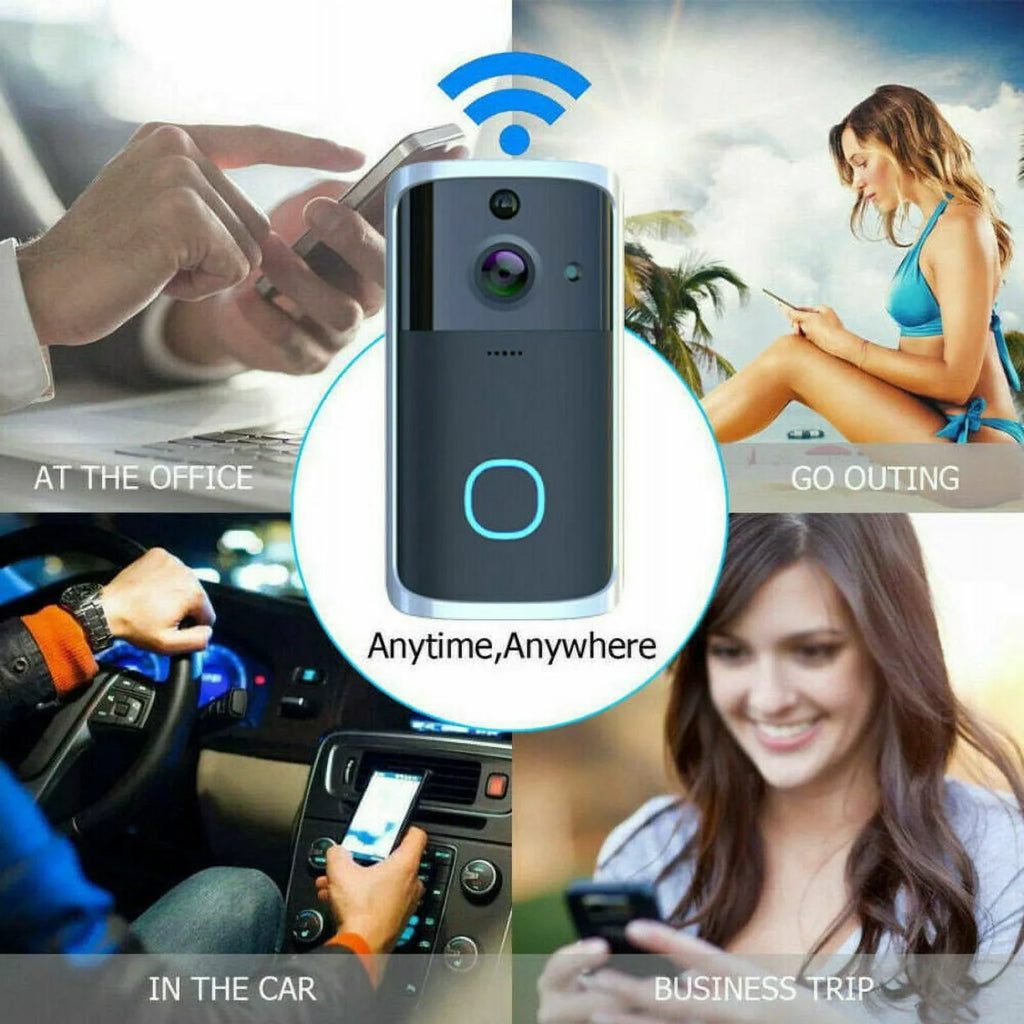 WiFi Visual Ring Smart Doorbell Smart Home Wireless Camera Video Door Bell Phone Intercom Homekit Security Automation Module-Black