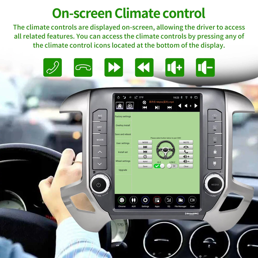 Linkswell Gen5 T-style 12.1 inch Car SirusXm Raido Stereo for Chevrolet Silverado 2014-2021 GMC 2014-2019 Touch Screen Navigator Android Truck Replacement GPS radio 4G+64G Apple Carplay Auto