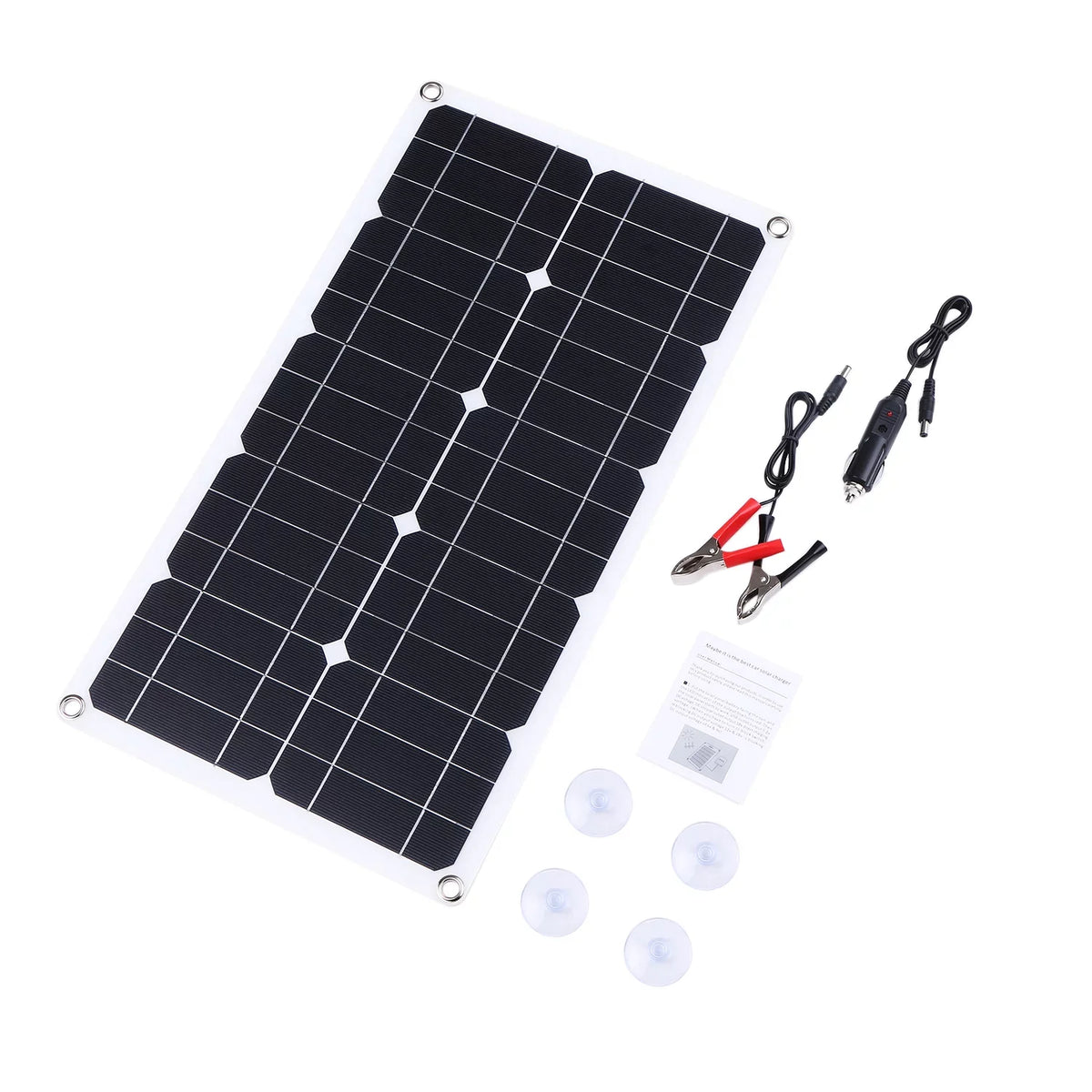 Radirus 50W D C 9V/18V Flexible Solar Panel Kit - 30A L-ED Display Controller, USB/Type C Interface, Car Charger - Reliable Solar Power for Home