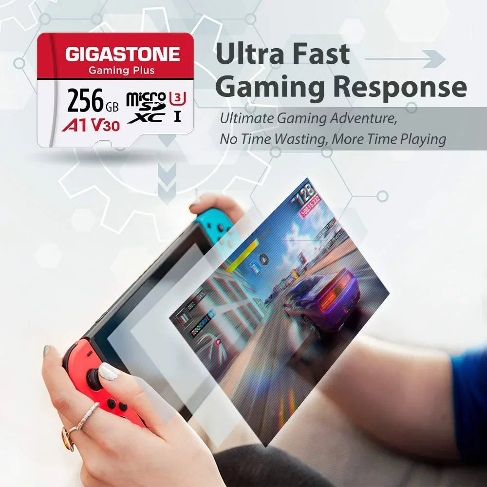 Gigastone 256GB Micro SD Card, Gaming Plus, Nintendo Switch Compatible, High Speed 100MB/s, 4K Video Recording, compatible with Nintendo Switch Dash Cams GoPro Cameras, 2 Pack (2x256GB)