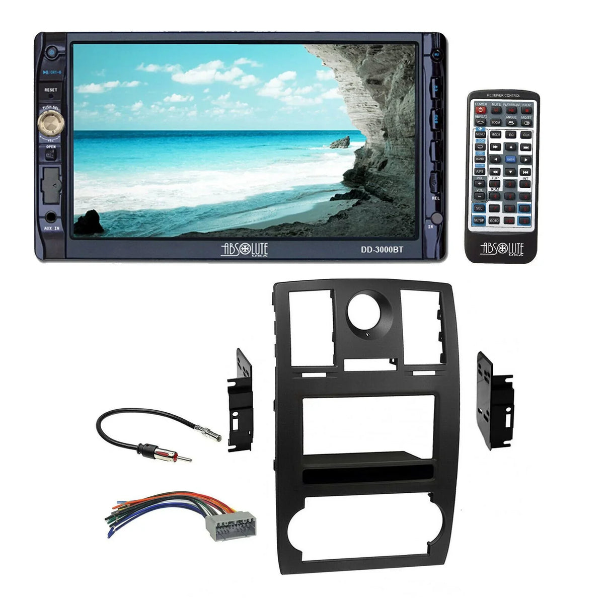 DD3000BT DVD USB Camera View Stereo Dash Kit Harness for 05-07 Chrysler 300
