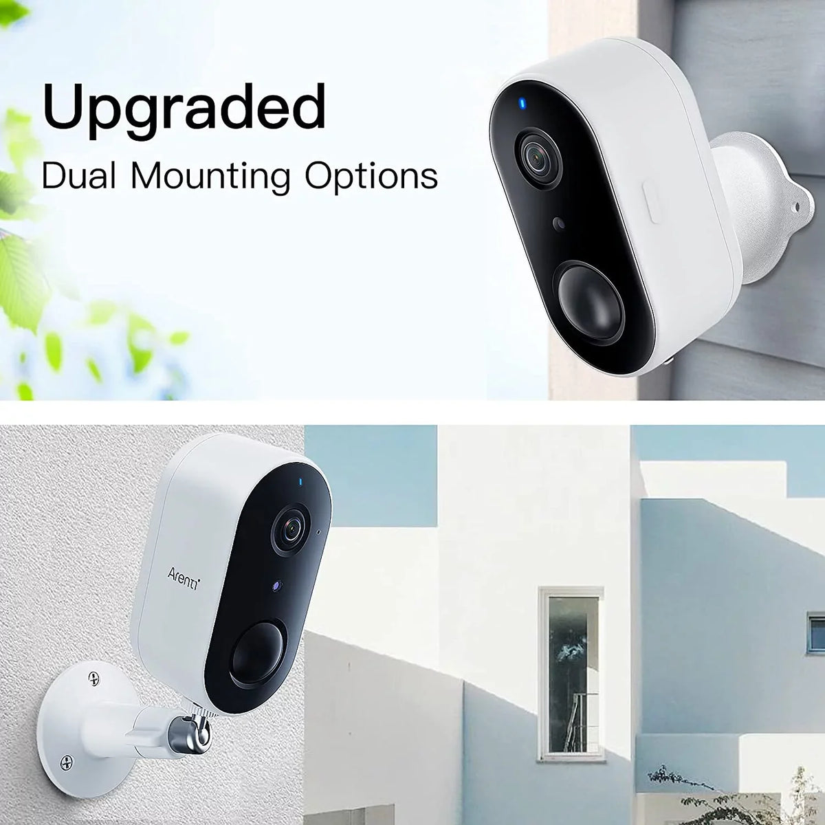 Arenti Wireless Outdoor Security Camera, (2Pack) GO1 Wifi Rechargeable Battery Powered Night Vision 2-Way Audio AI Motion Detection Surveillance Camera (Supports Only 2.4Ghz Wi-Fi)