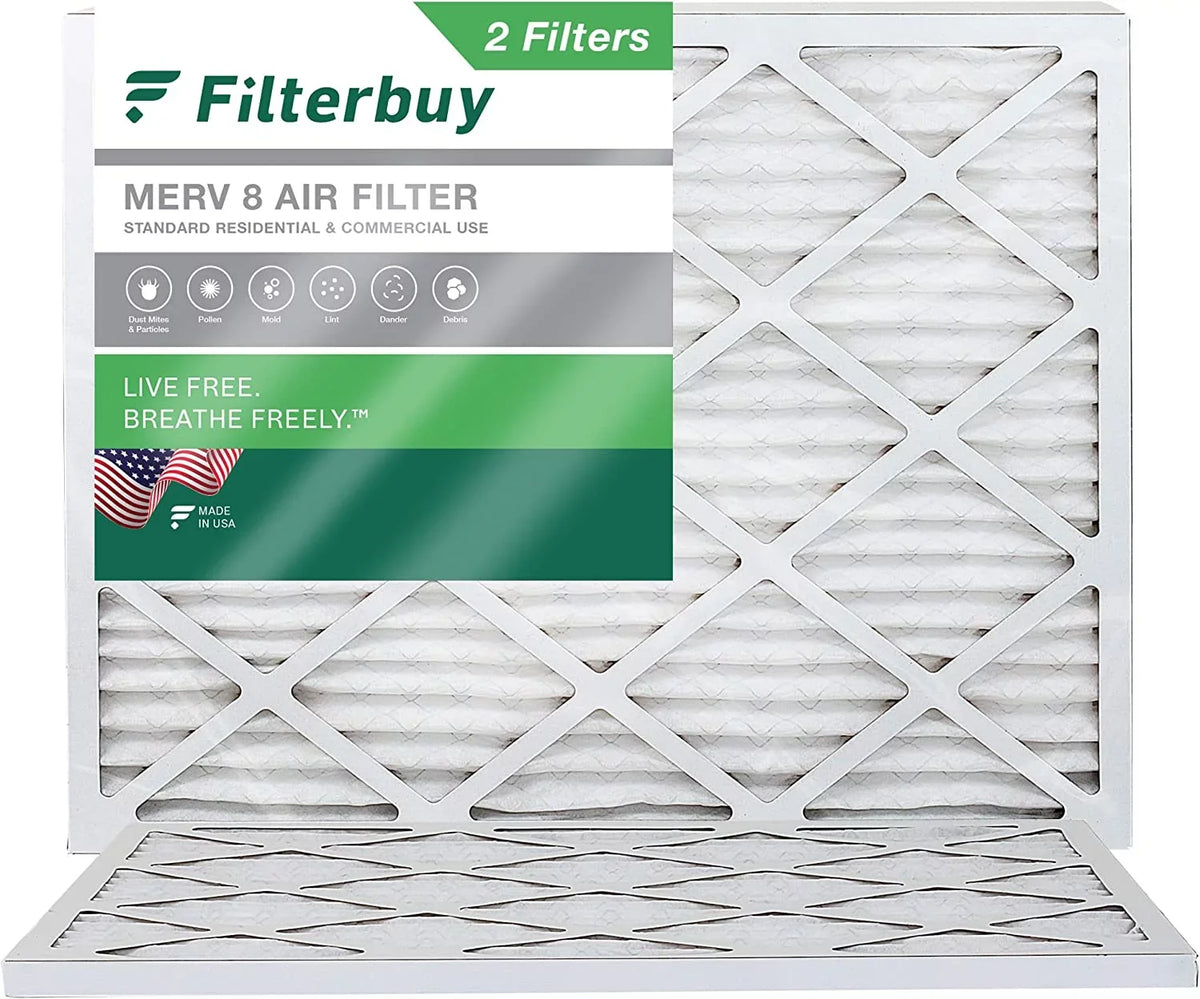 Filterbuy 21x23.5x1 MERV 8 Pleated HVAC AC Furnace Air Filters (2-Pack)