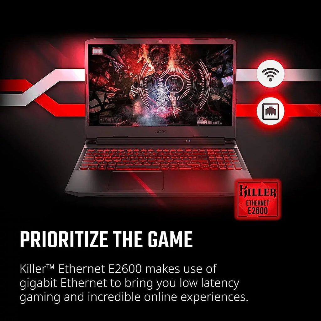 Acer Nitro 5 15.6-Inch 144hz IPS Gaming Device + High Quality 6ft HDMI Cable + LCD Screen Cleaner + Wired Stereo Gaming Headset + Gaming Mouse
