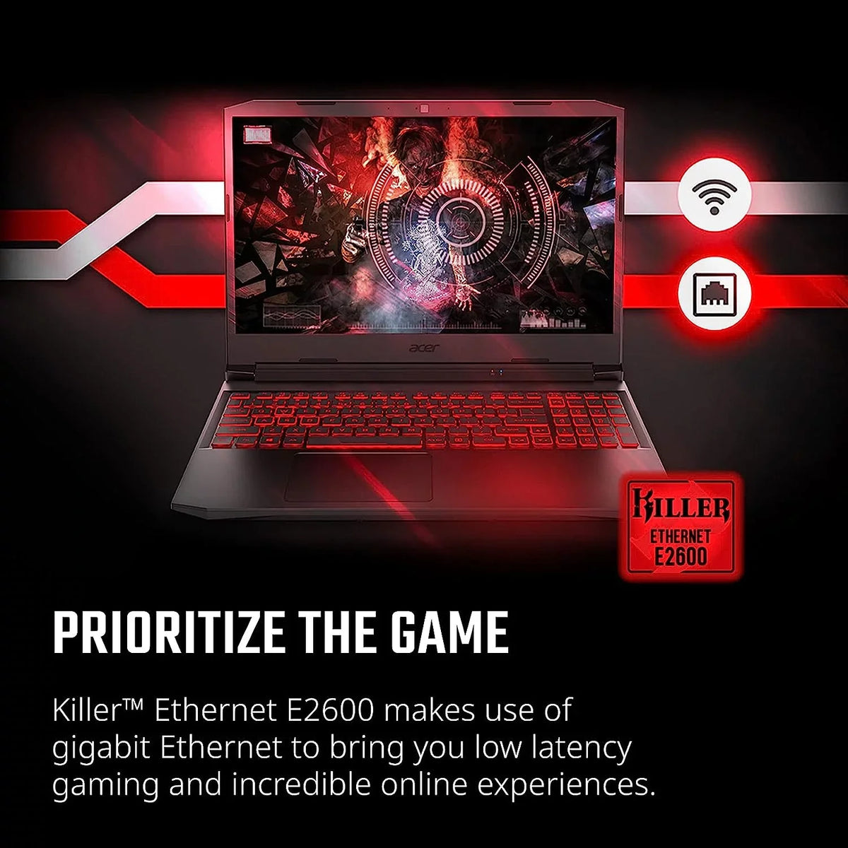 Acer Nitro 5 15.6-Inch 144hz IPS Gaming Device + High Quality 6ft HDMI Cable + LCD Screen Cleaner + Wired Stereo Gaming Headset + Gaming Mouse