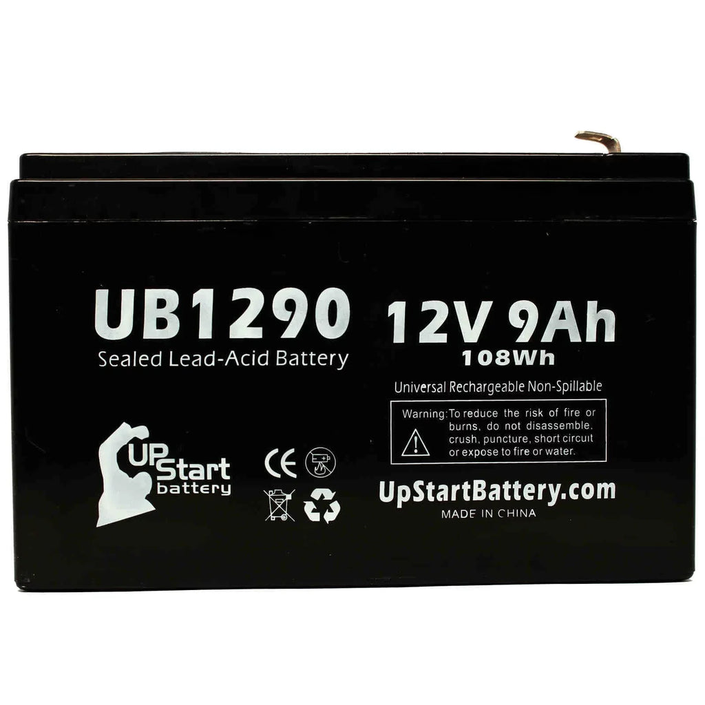 4x Pack - Compatible Opti-ups 280ES Battery - Replacement UB1290 Universal Sealed Lead Acid Battery (12V, 9Ah, 9000mAh, F1 Terminal, AGM, SLA) - Includes 8 F1 to F2 Terminal Adapters