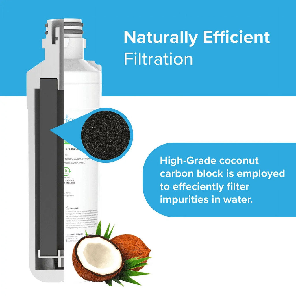 Brio Refrigerator Water Filter Replacement 3 Pack Compatible With LGLT1000P, LT1000PC, LT1000PCS, LT-1000PC