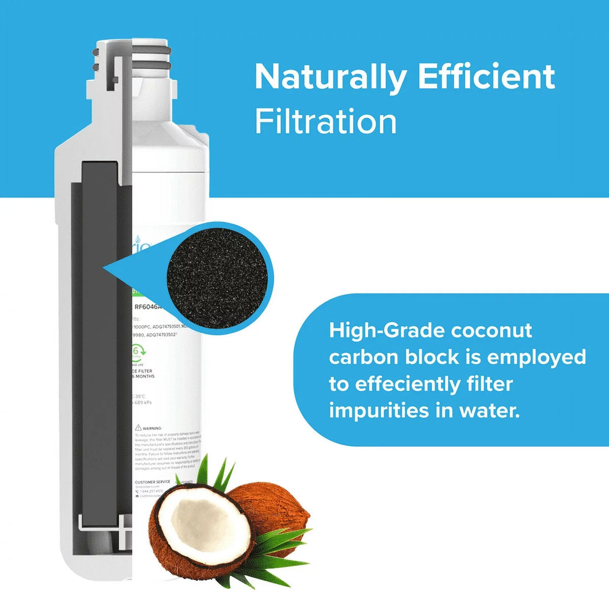 Brio Refrigerator Water Filter Replacement 3 Pack Compatible With LGLT1000P, LT1000PC, LT1000PCS, LT-1000PC