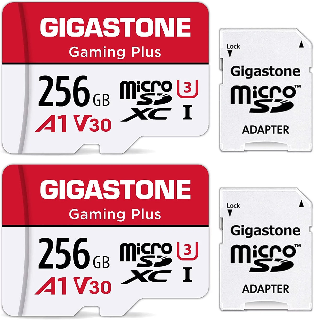 Gigastone 256GB Micro SD Card, Gaming Plus, Nintendo Switch Compatible, High Speed 100MB/s, 4K Video Recording, compatible with Nintendo Switch Dash Cams GoPro Cameras, 2 Pack (2x256GB)