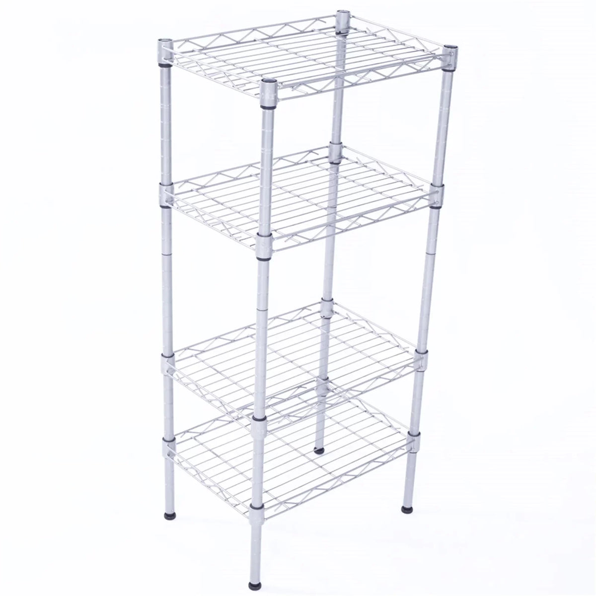 CAIHONG 4-Tier Wire Shelving Unit Metal Storage Rack Adjustable Organizer Perfect for Pantry Laundry Bathroom Kitchen Closet Organization (Silver, 13.77L x 9.84 Wx 31.5H)
