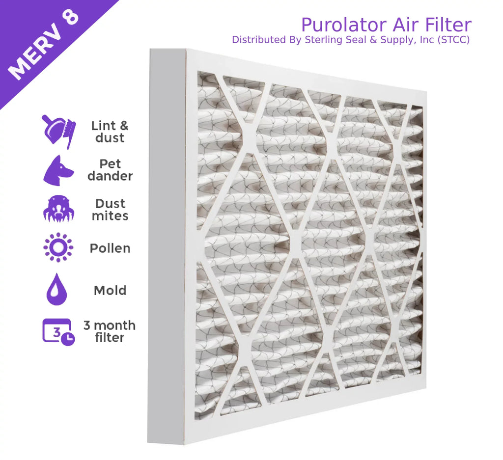 12x24x2, Purolator DMK80 Extended Surface Pleated Air Filter, Mechanical MERV 8, (6 Pack)
