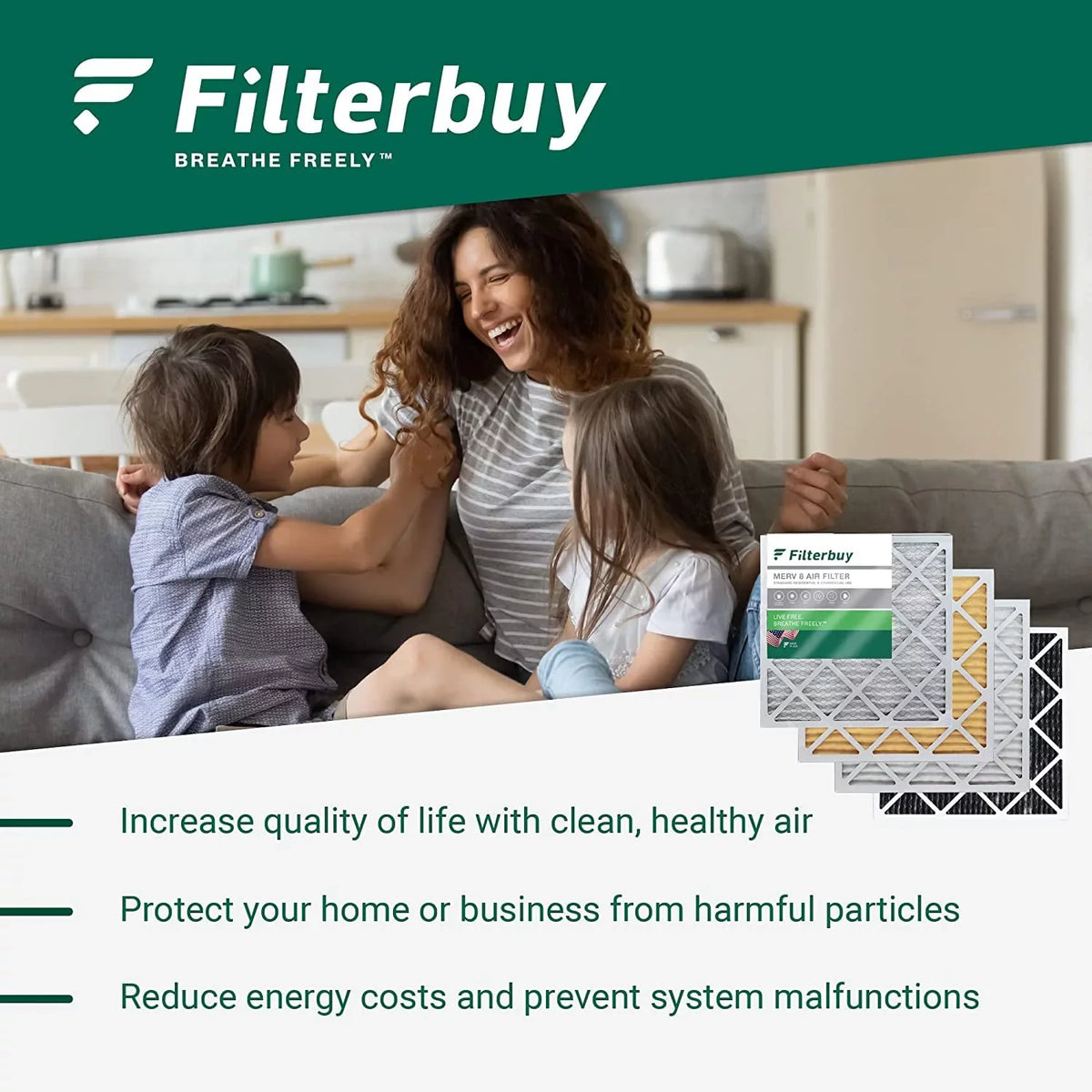 Filterbuy 20x25x5 MERV 8 Pleated HVAC AC Furnace Air Filters for Trion Air Bear, Generalaire, Skuttle, and Ultravation (3-Pack)