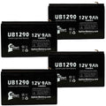 4x Pack - Compatible Opti-ups 280ES Battery - Replacement UB1290 Universal Sealed Lead Acid Battery (12V, 9Ah, 9000mAh, F1 Terminal, AGM, SLA) - Includes 8 F1 to F2 Terminal Adapters