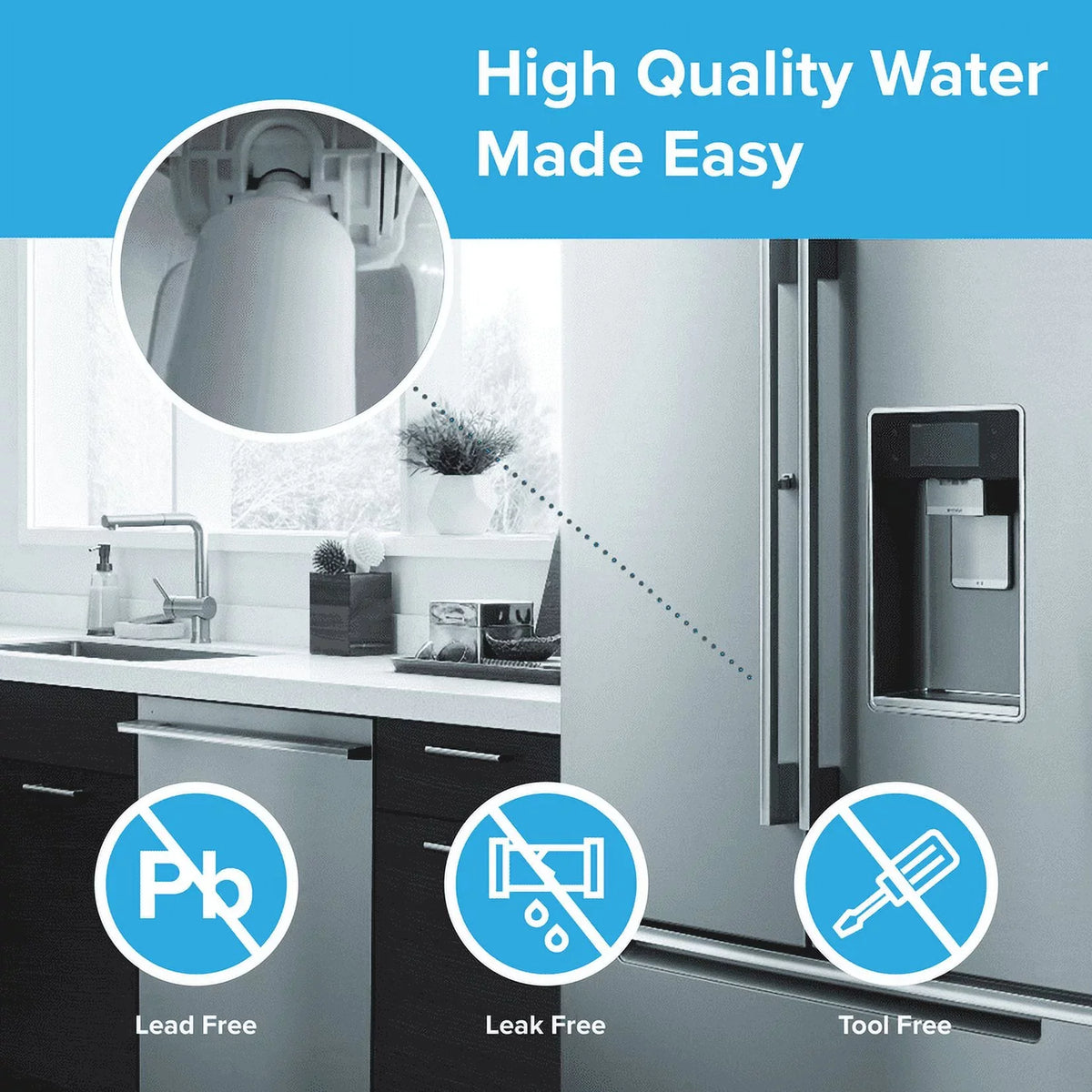 Brio Refrigerator Water Filter Replacement 3 Pack Compatible With LGLT1000P, LT1000PC, LT1000PCS, LT-1000PC