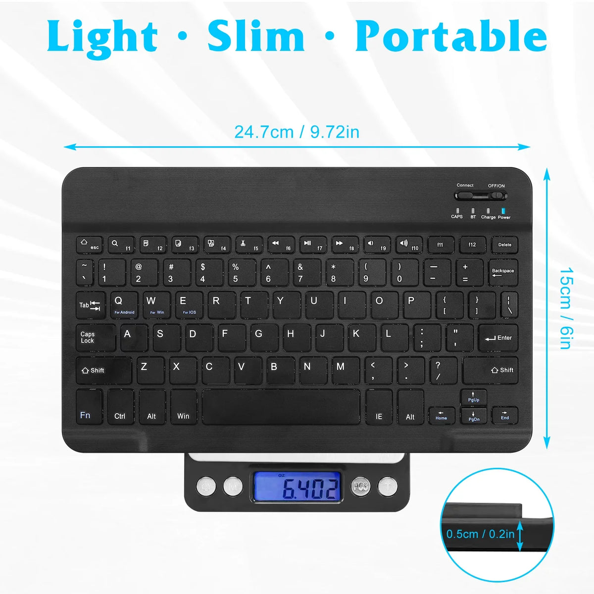 Rechargeable Bluetooth Keyboard and Mouse Combo Ultra Slim Full-Size Keyboard and Ergonomic Mouse for Xiaomi Mi Mix 2S and All Bluetooth Enabled Computer - Onyx Black