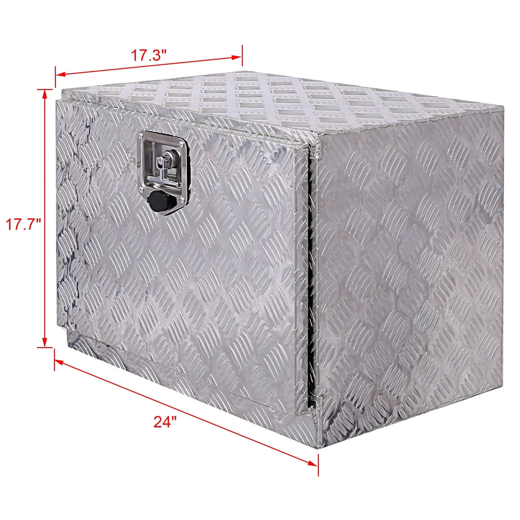 Jarbalai 24 inches Aluminum Tool Box, Truck Bed Tool Box, Outdoor Trailer Pickup Storage Tool Box, RV Storage Organizer, Underbody Box w/ Lock Keys, Silver