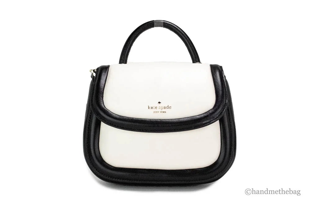 Kate Spade Puffy Colorblock Black Leather Top Handle Flap Crossbody Bag Purse