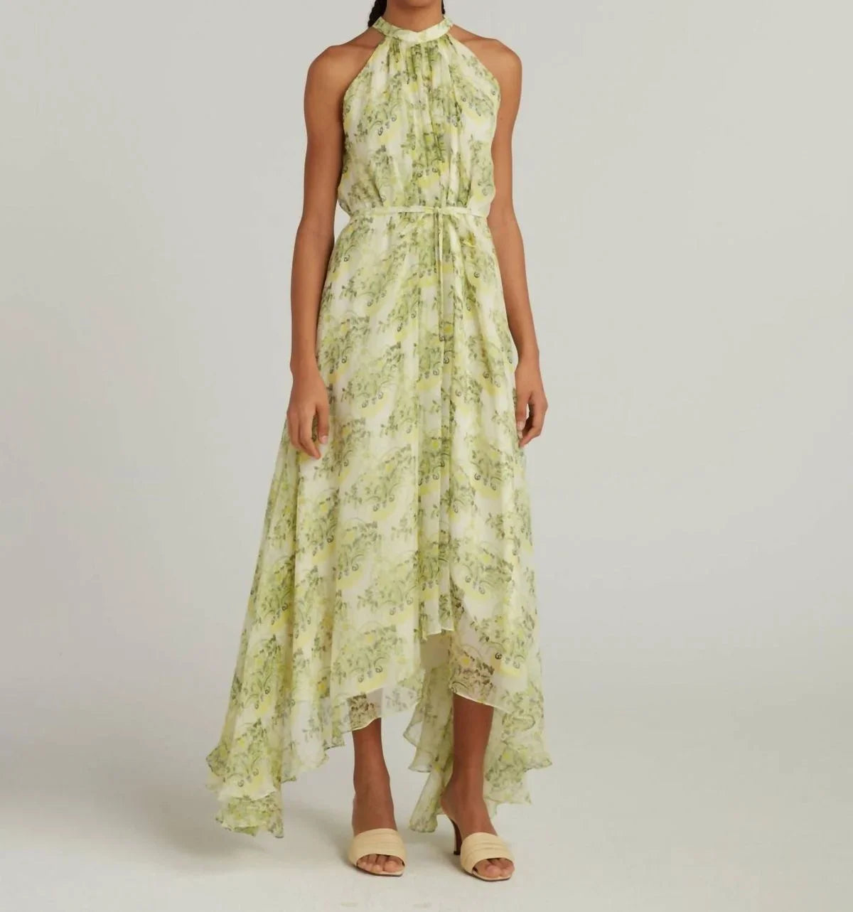 Women's Saloni Evening Size 6 Straight Gown Terrarium Lemon