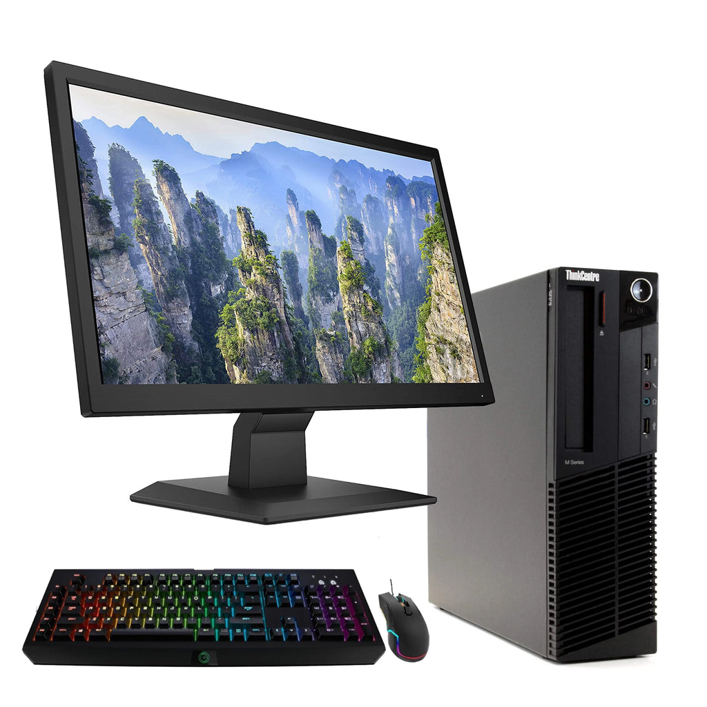 Pre-Owned Lenovo M92P Desktop Computer PC - Intel Quad-Core 5th Gen Intel 1TB HDD, 4GB DDR3 RAM, Microsoft OS 10 Pro, DVD, WIFI, 22in Monitor, RGB Keyboard and Mouse (Refurbished: Good)